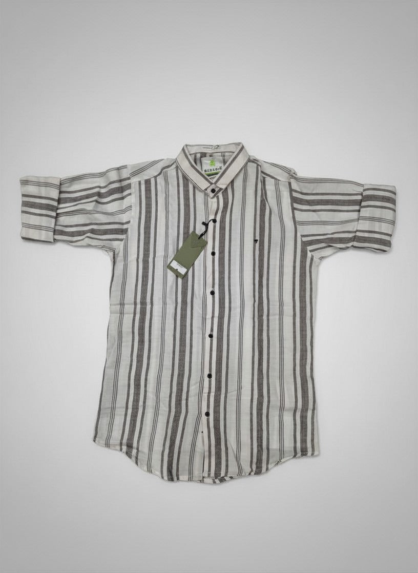Premium Cotton Gray & White Striped Shirt for MEN Casual/Formal Shirt