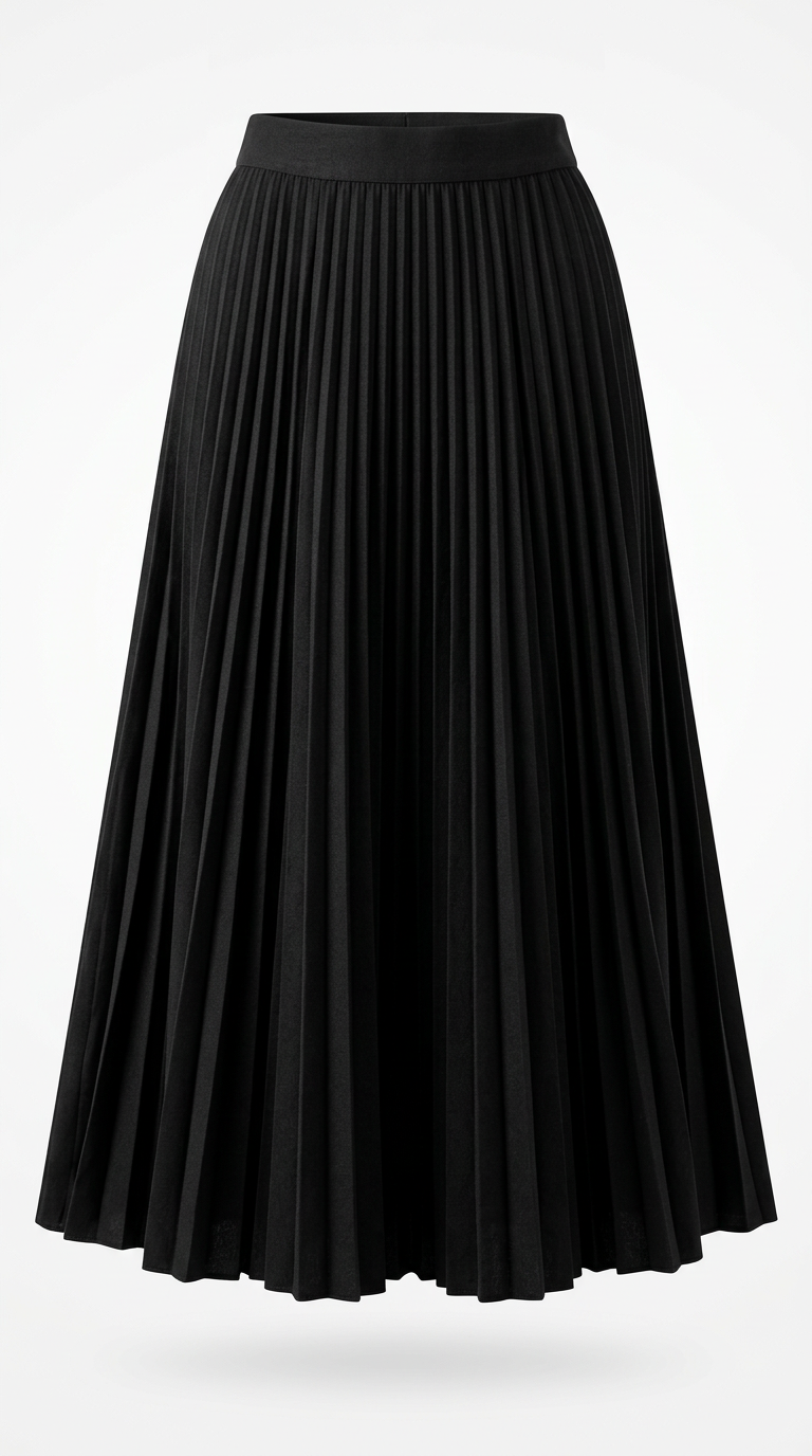 Elegant Black Pleated Maxi Skirt