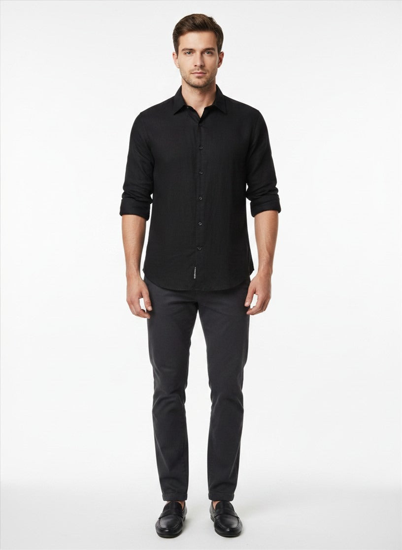 Rustic Man BLACK Linen Shirt