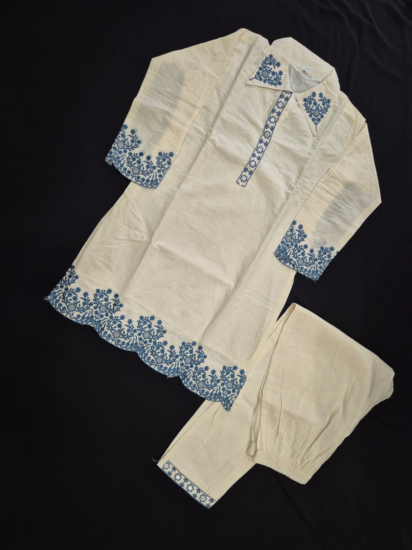 ELEGANT BLUE STITCHED ON KHADI SET