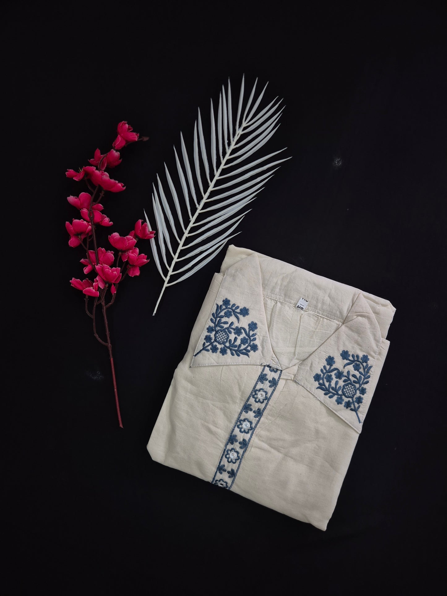 ELEGANT BLUE STITCHED ON KHADI SET
