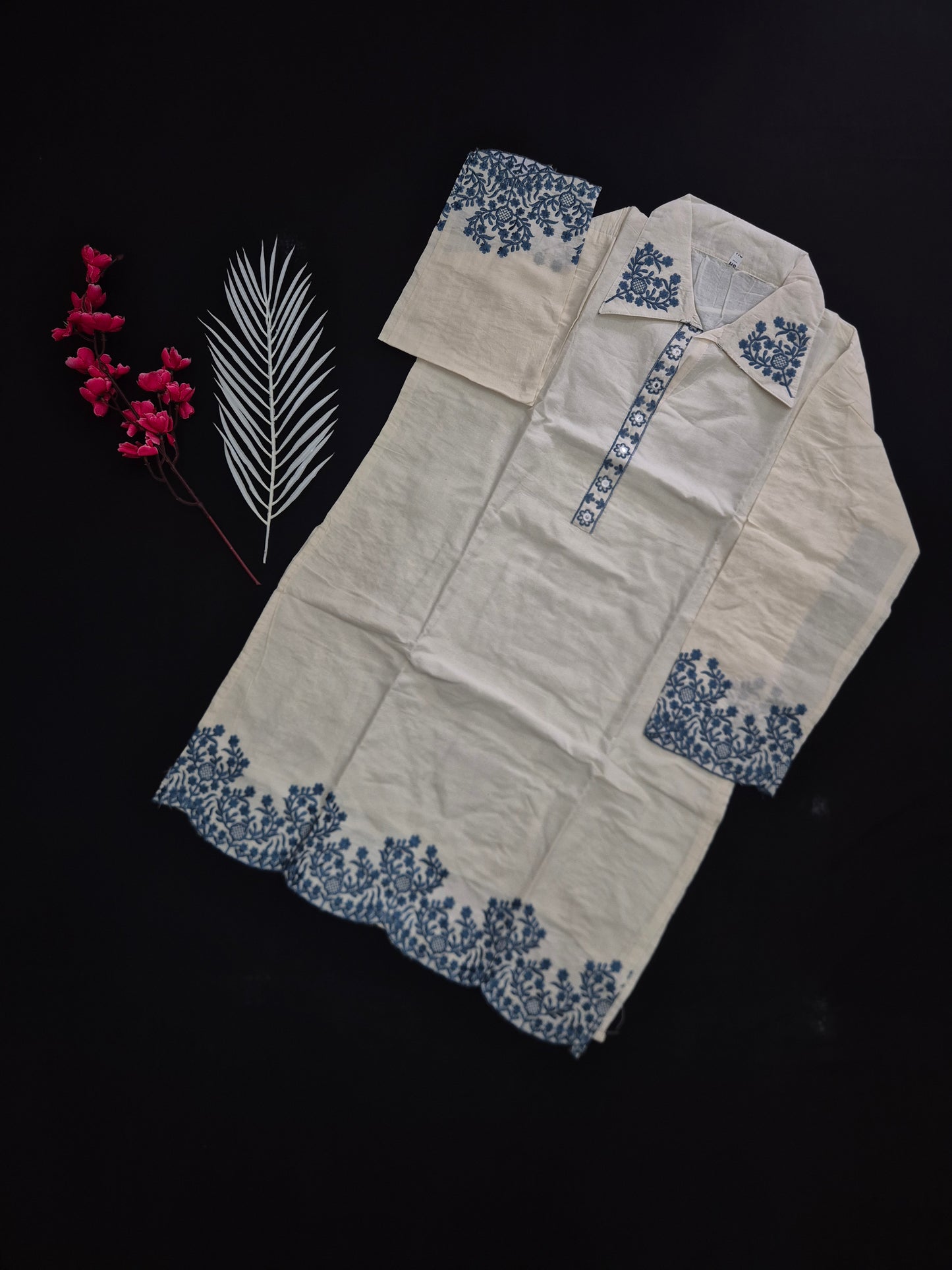 ELEGANT BLUE STITCHED ON KHADI SET