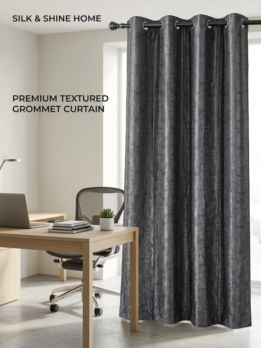 Grey Textured Curtain (7 ft)