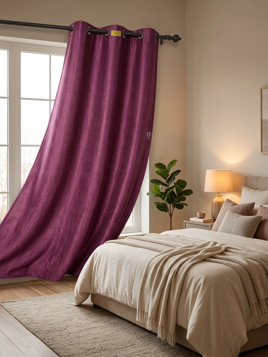 Magenta Textured Curtain (7 ft)