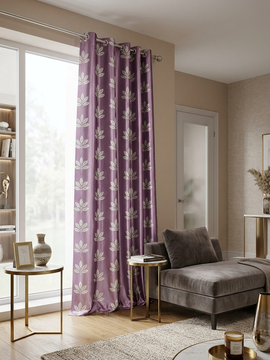 Purple & Lavender Leaf Curtains (7 ft)
