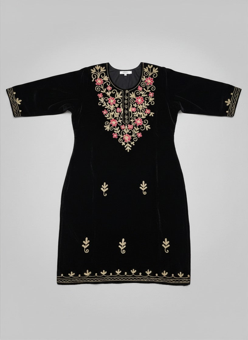 BLACK Velvet Embroidered Salwar Suit 2 PC SUIT