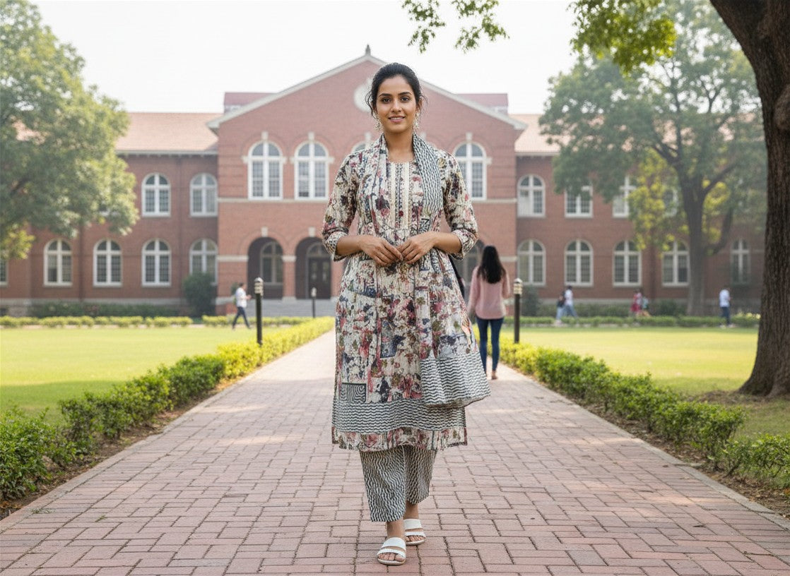 Classic Patterned Cotton Salwar Suit For Women