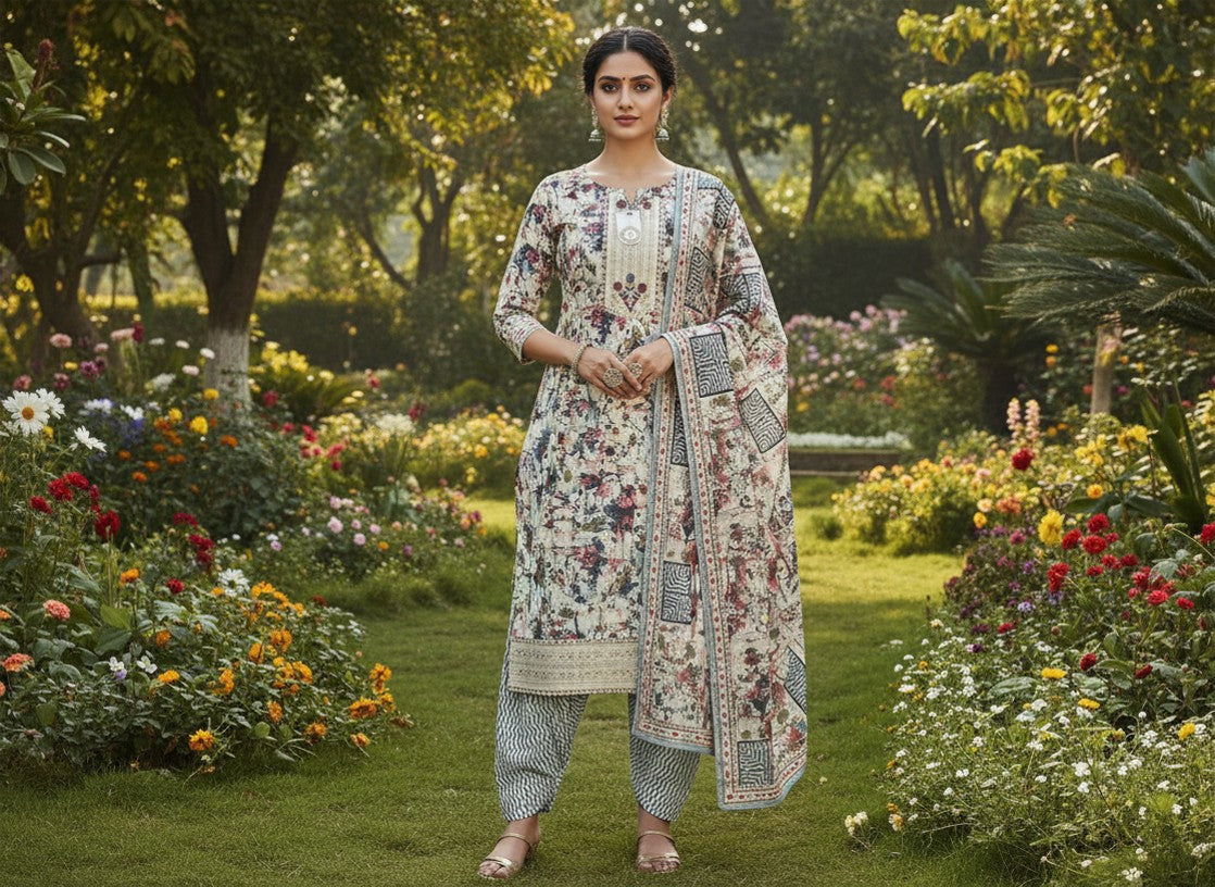 Classic Patterned Cotton Salwar Suit For Women