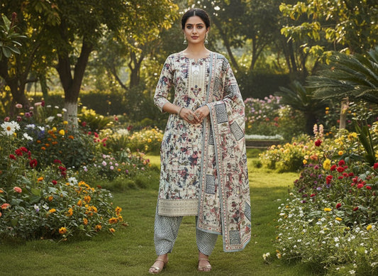 Classic Patterned Cotton Salwar Suit For Women