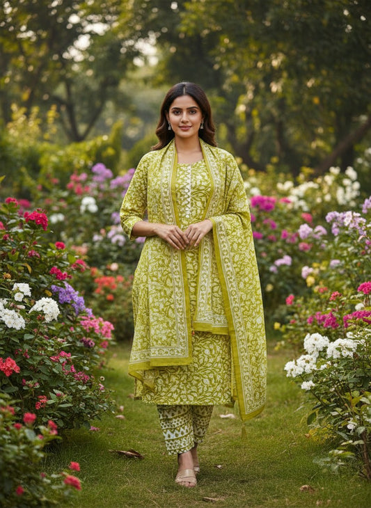 Sunshine Yellow Cotton Salwar Suit