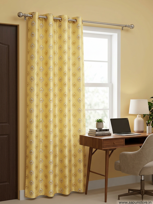 Yellow Floral Curtains (7 ft)