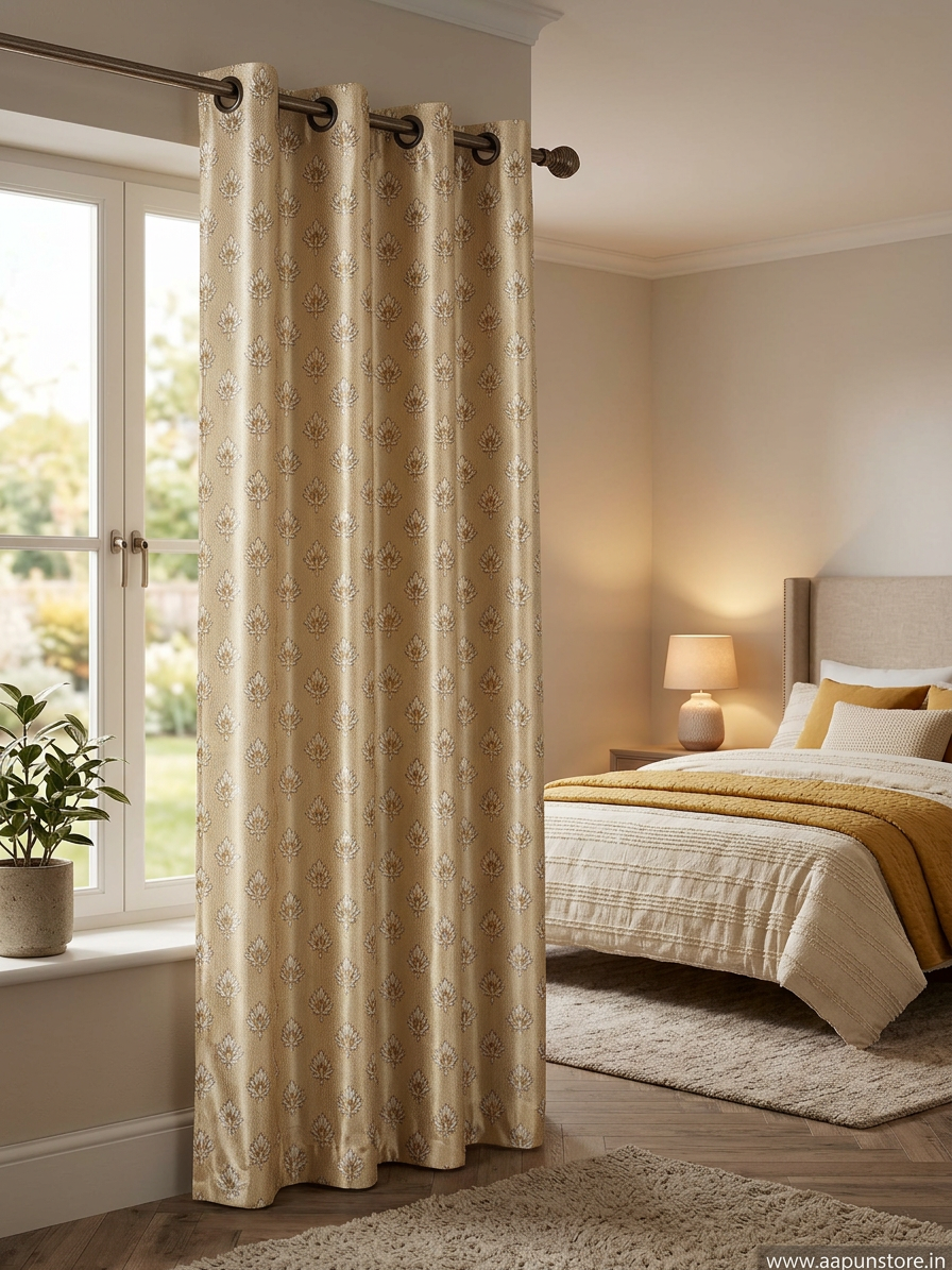 Yellow Floral Curtains (7 ft)