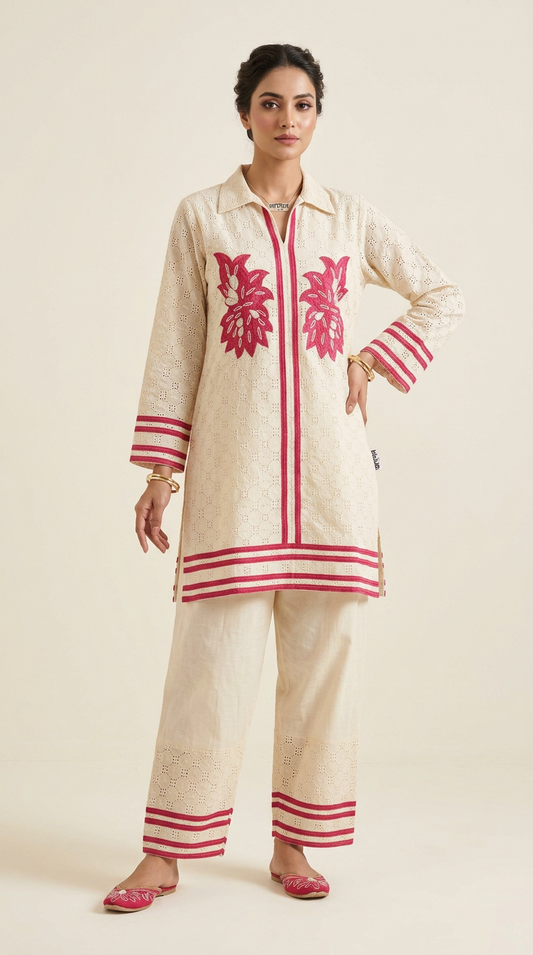 ELEGANT RED FLORAL CO-ORD SET