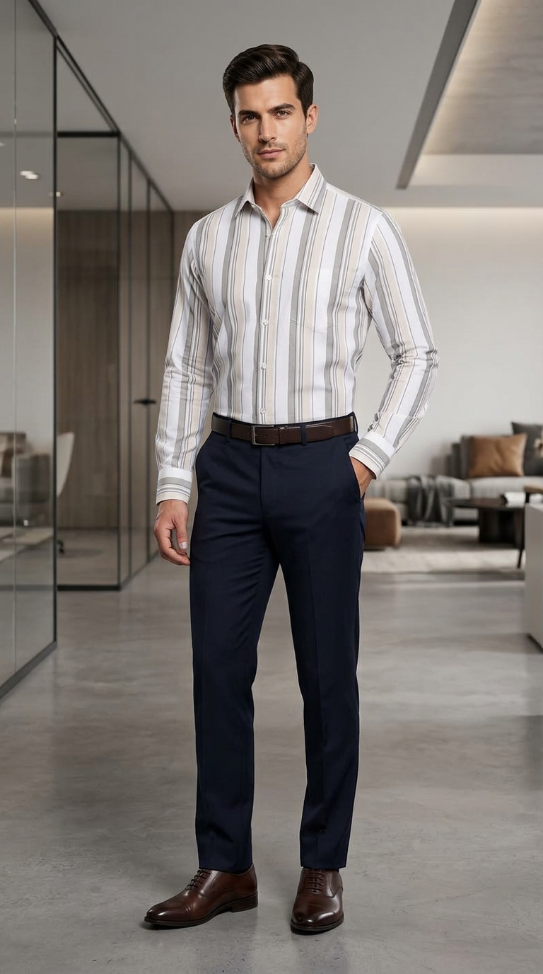 Rare Rabbit Vertical Striped Button-Up Shirt