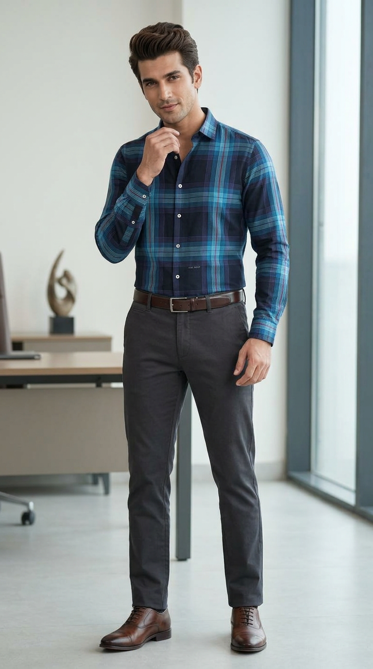 Rare Rabbit Plaid Cotton Shirt